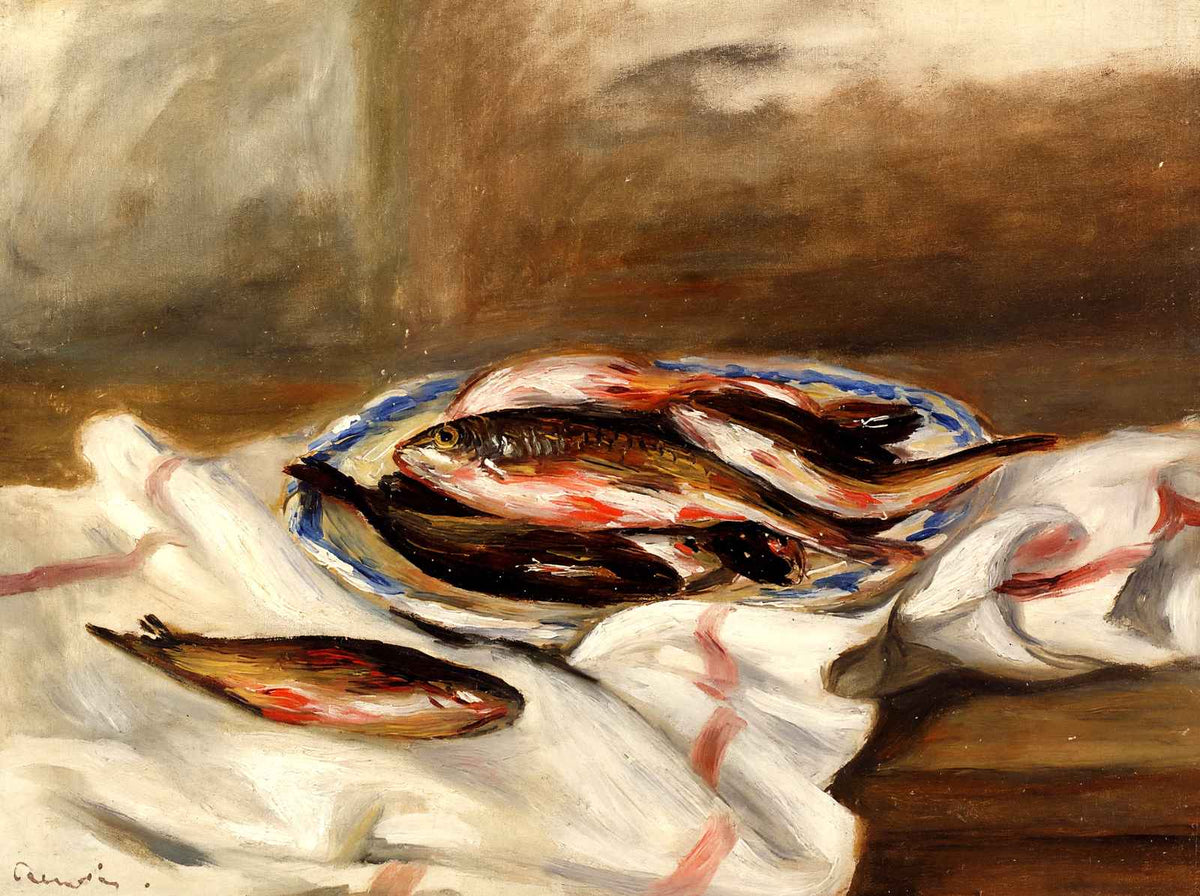 Still Life with Fish Art Print 1890 Painting by Pierre-Auguste Renoir (6 Sizes)