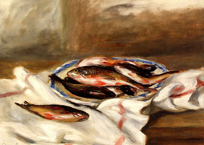 Still Life with Fish Art Print 1890 Painting by Pierre-Auguste Renoir (6 Sizes)