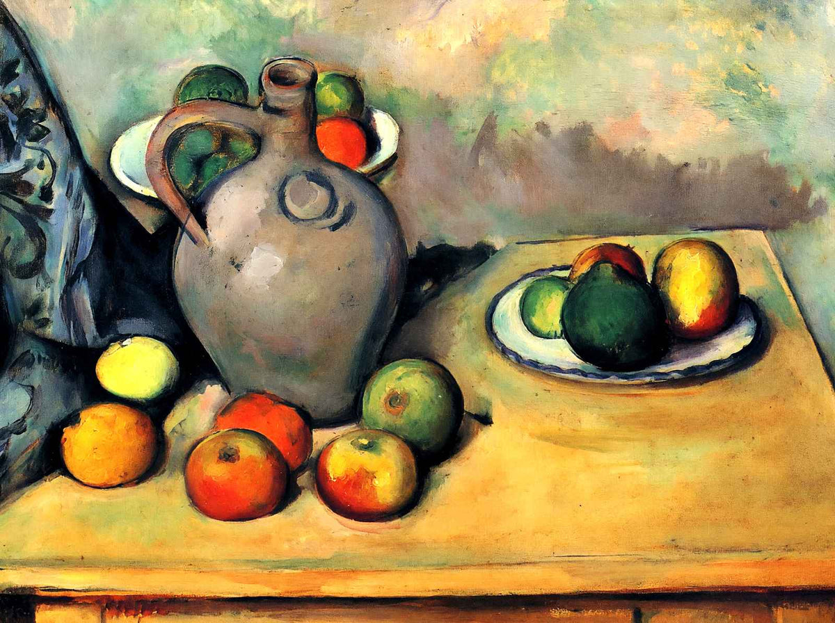Still Life, Jug and Fruit on a Table 1894 by Paul Cezanne Art Print (6 Sizes)
