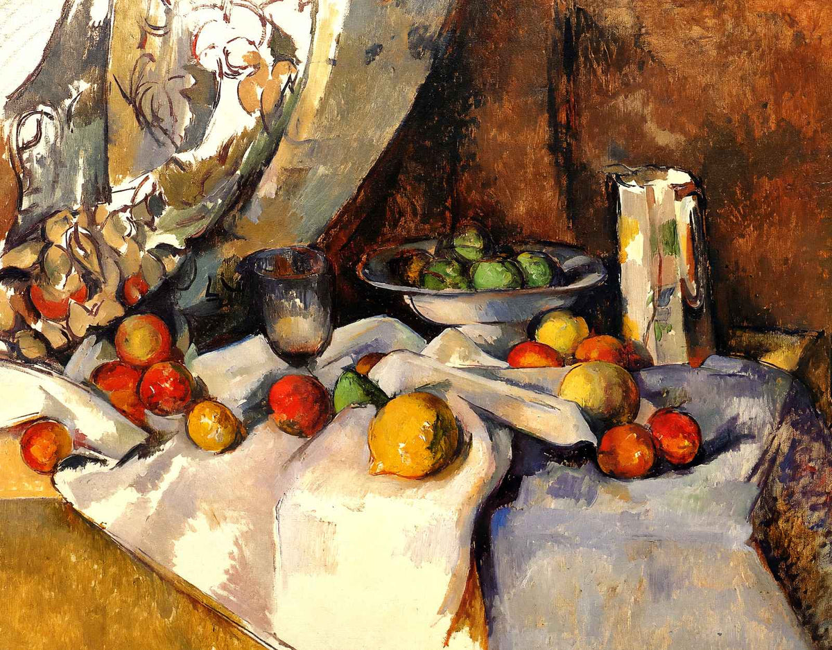 Still Life Post, Bottle, Cup and Fruit 1871 by Paul Cezanne Art Print (6 Sizes)
