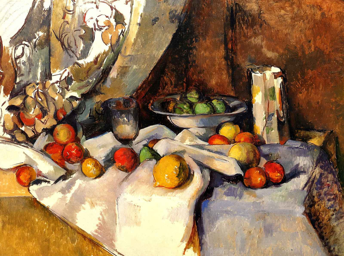 Still Life Post, Bottle, Cup and Fruit 1871 by Paul Cezanne Art Print (6 Sizes)