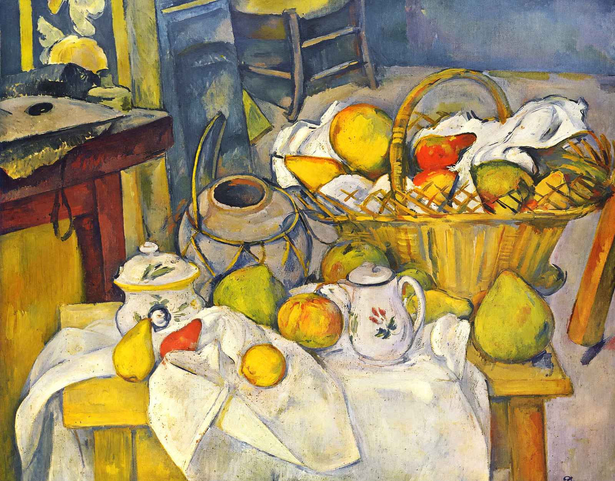Still Life with Basket (Kitchen Table) 1890 by Paul Cezanne Art Print (6 Sizes)