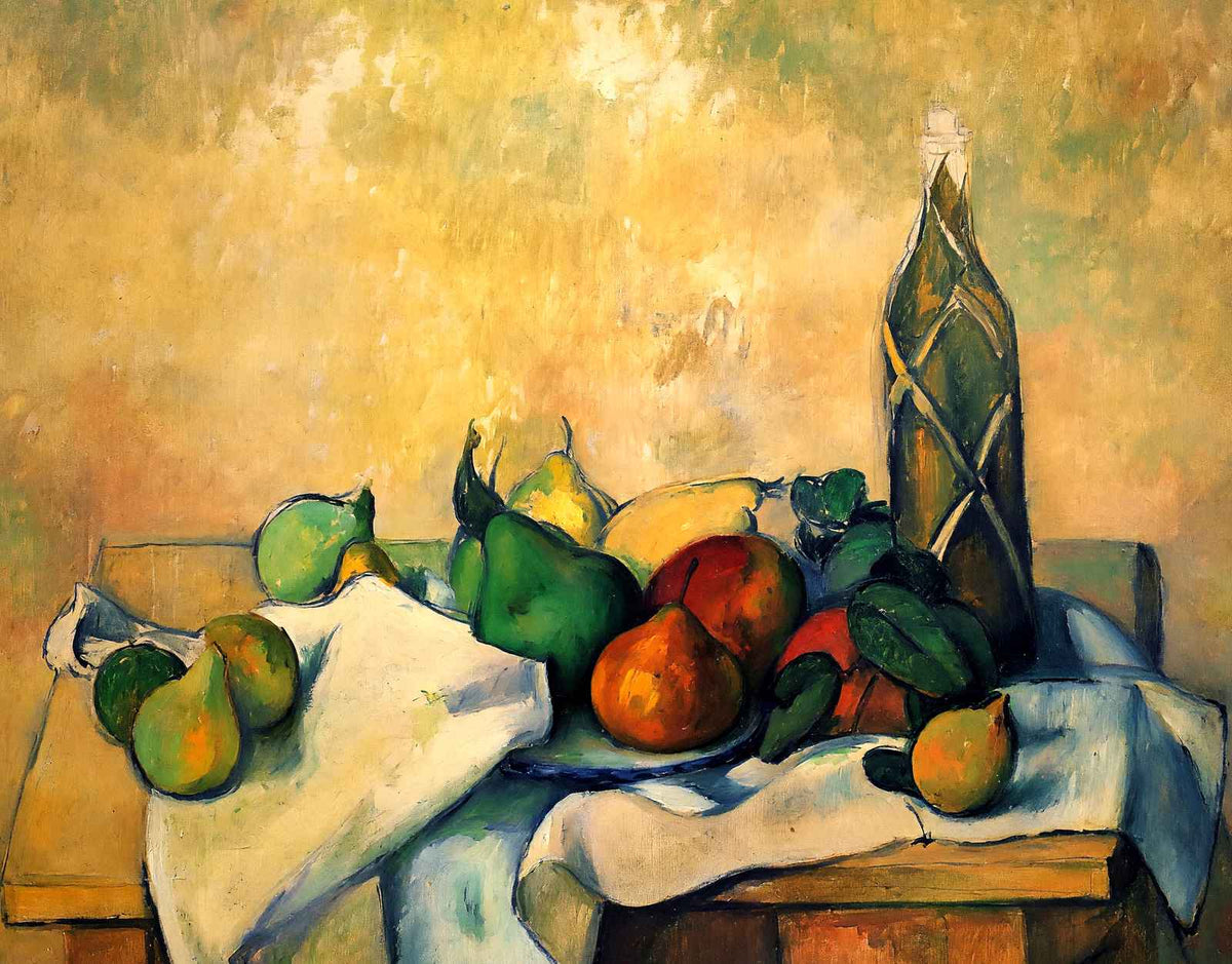 Still Life, Bottle of Rum 1890 Painting by Paul Cezanne Fine Art Print (6 Sizes)