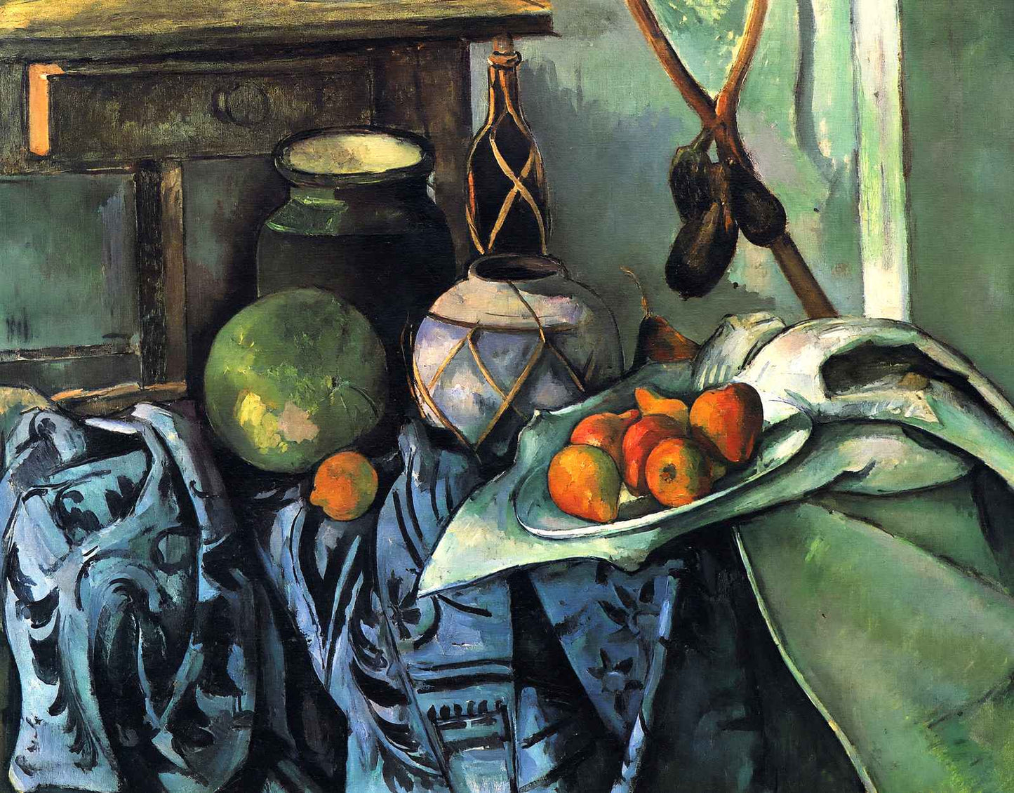 Still Life with a Ginger Jar and Eggplants 1894 by Cezanne Art Print (6 Sizes)