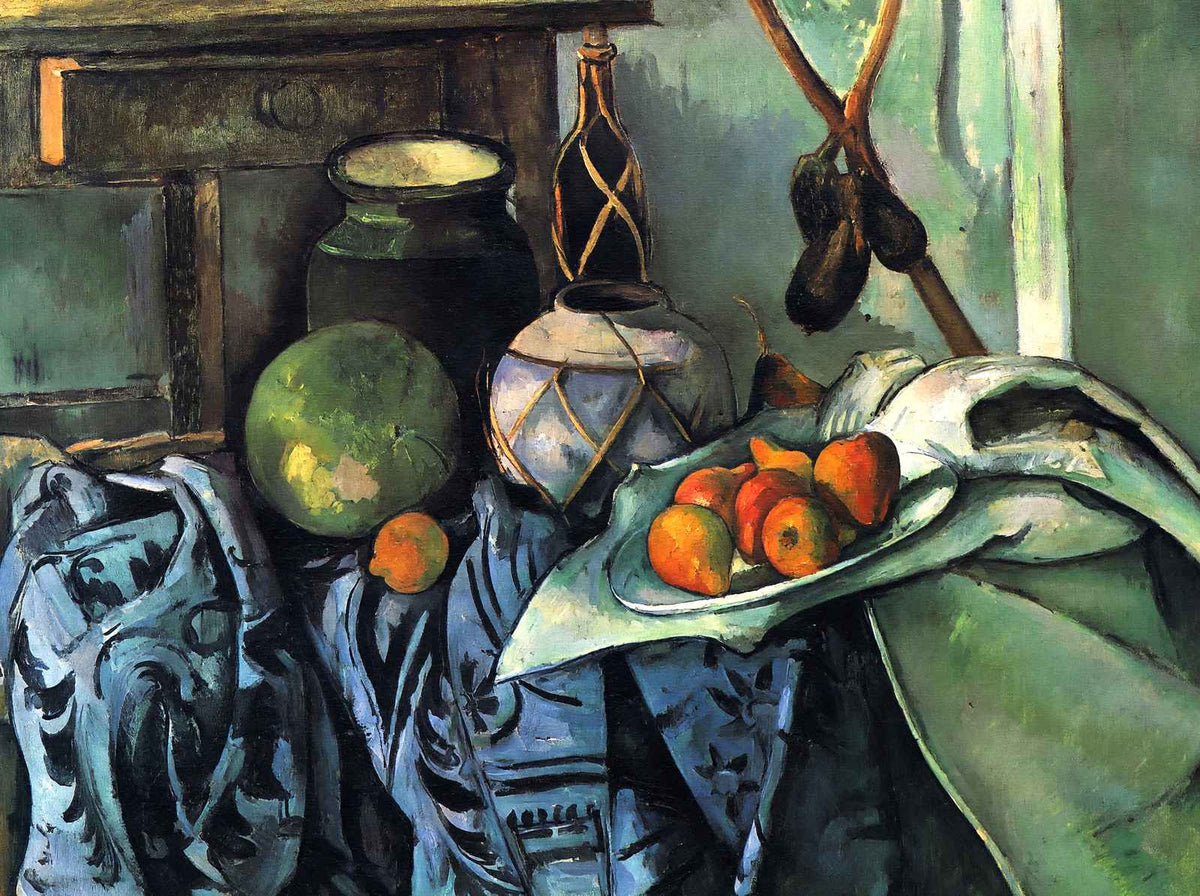 Still Life with a Ginger Jar and Eggplants 1894 by Cezanne Art Print (6 Sizes)