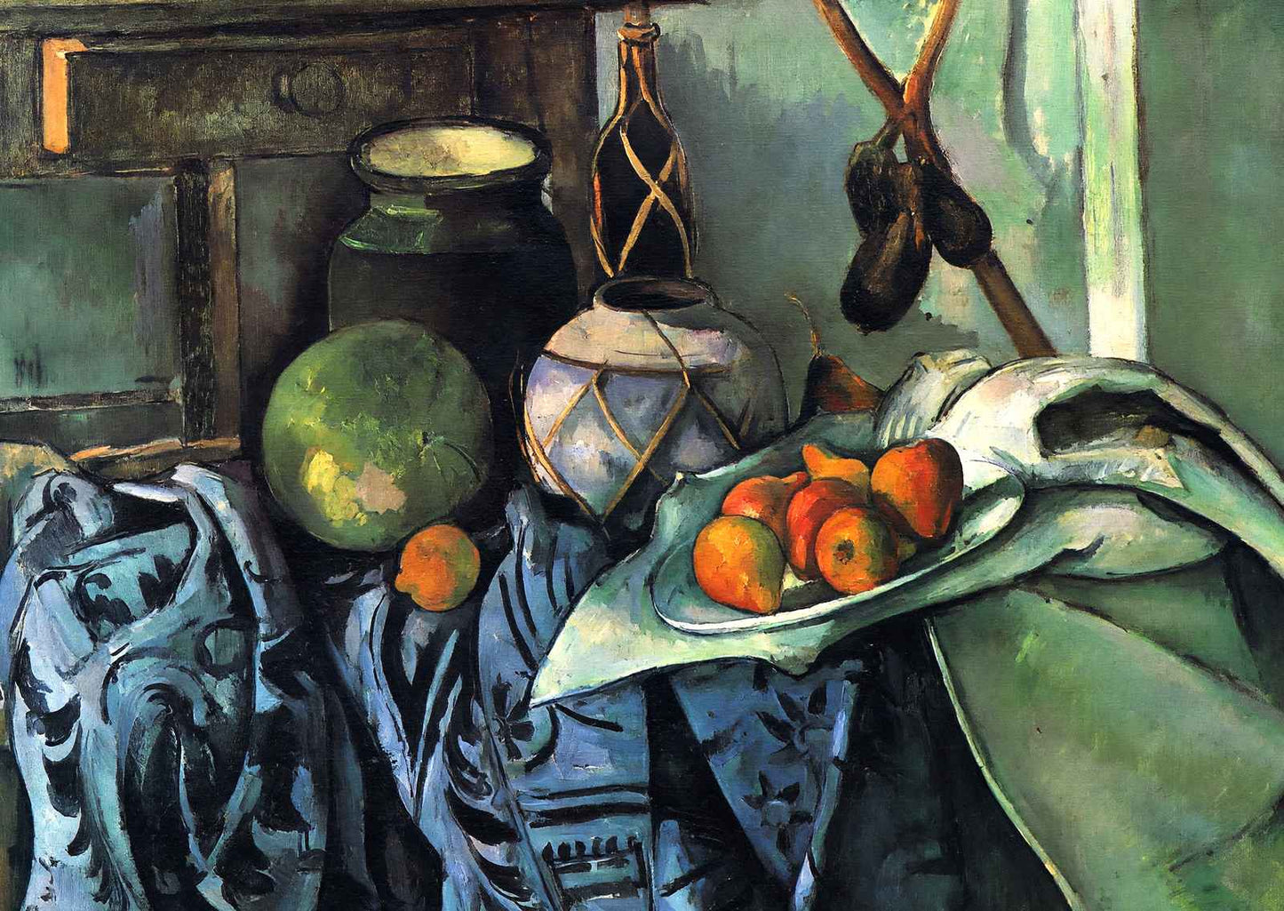 Still Life with a Ginger Jar and Eggplants 1894 by Cezanne Art Print (6 Sizes)
