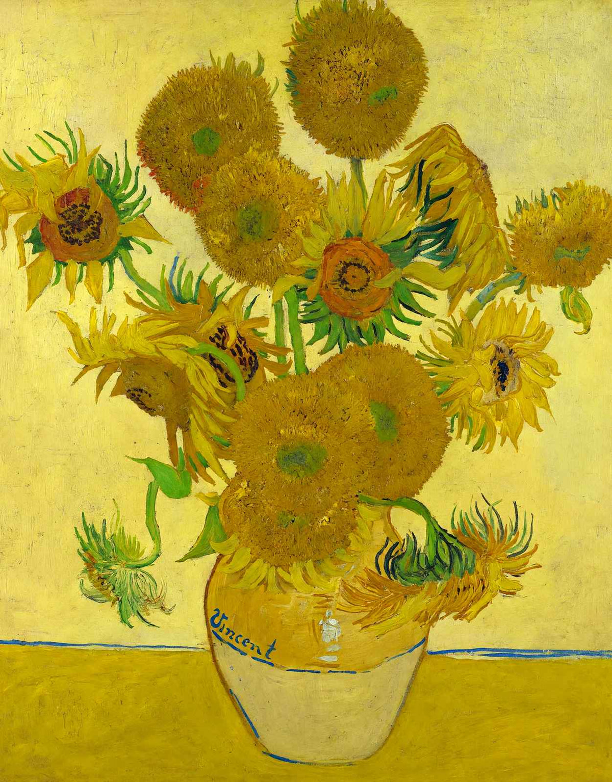 Still Life - Vase with Fifteen Art Print Sunflowers by van Gogh (6 Sizes)