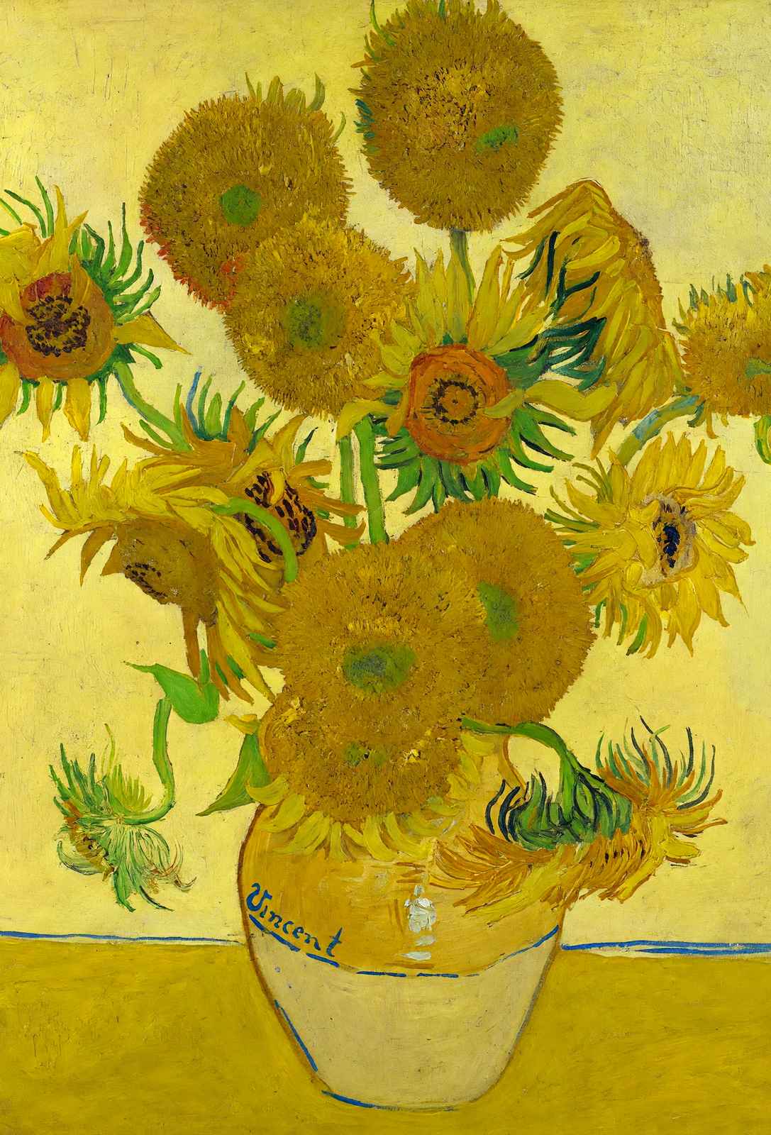 Still Life - Vase with Fifteen Art Print Sunflowers by van Gogh (6 Sizes)