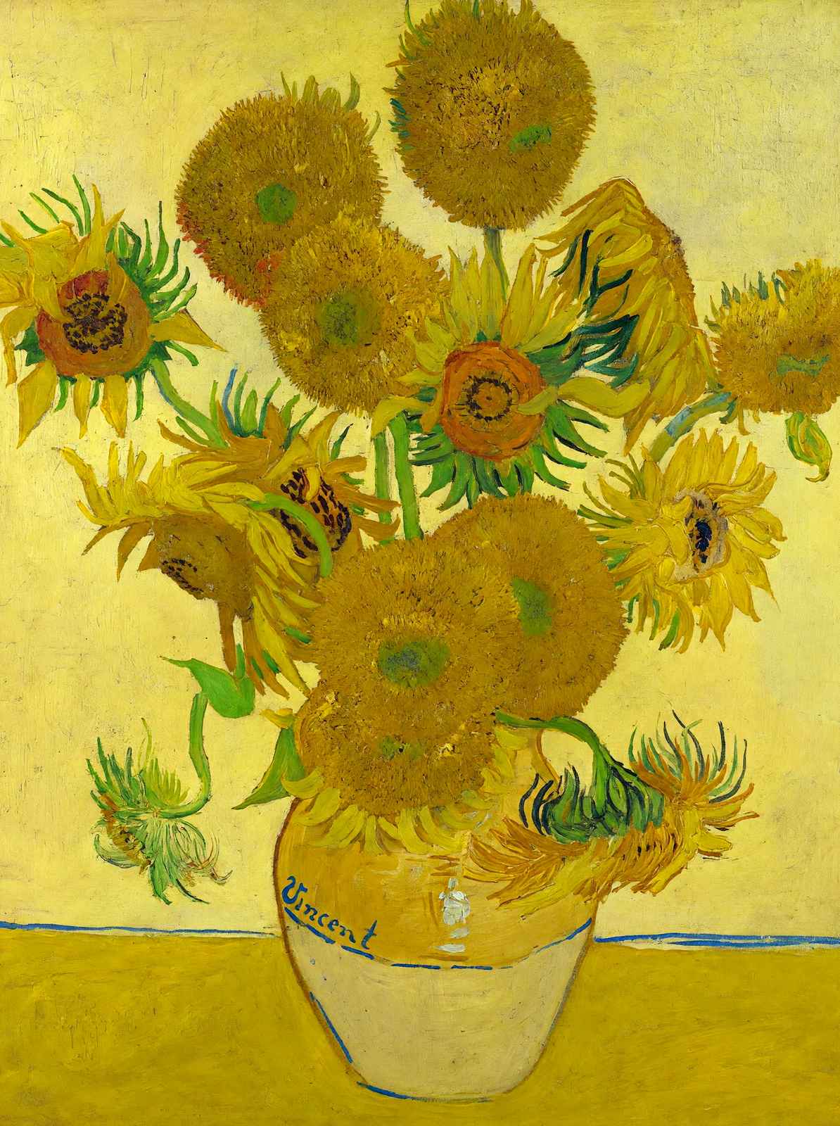 Still Life - Vase with Fifteen Art Print Sunflowers by van Gogh (6 Sizes)
