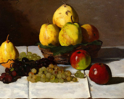 Still Life with Pears and Grapes fine art print by Claude Monet (1867)
