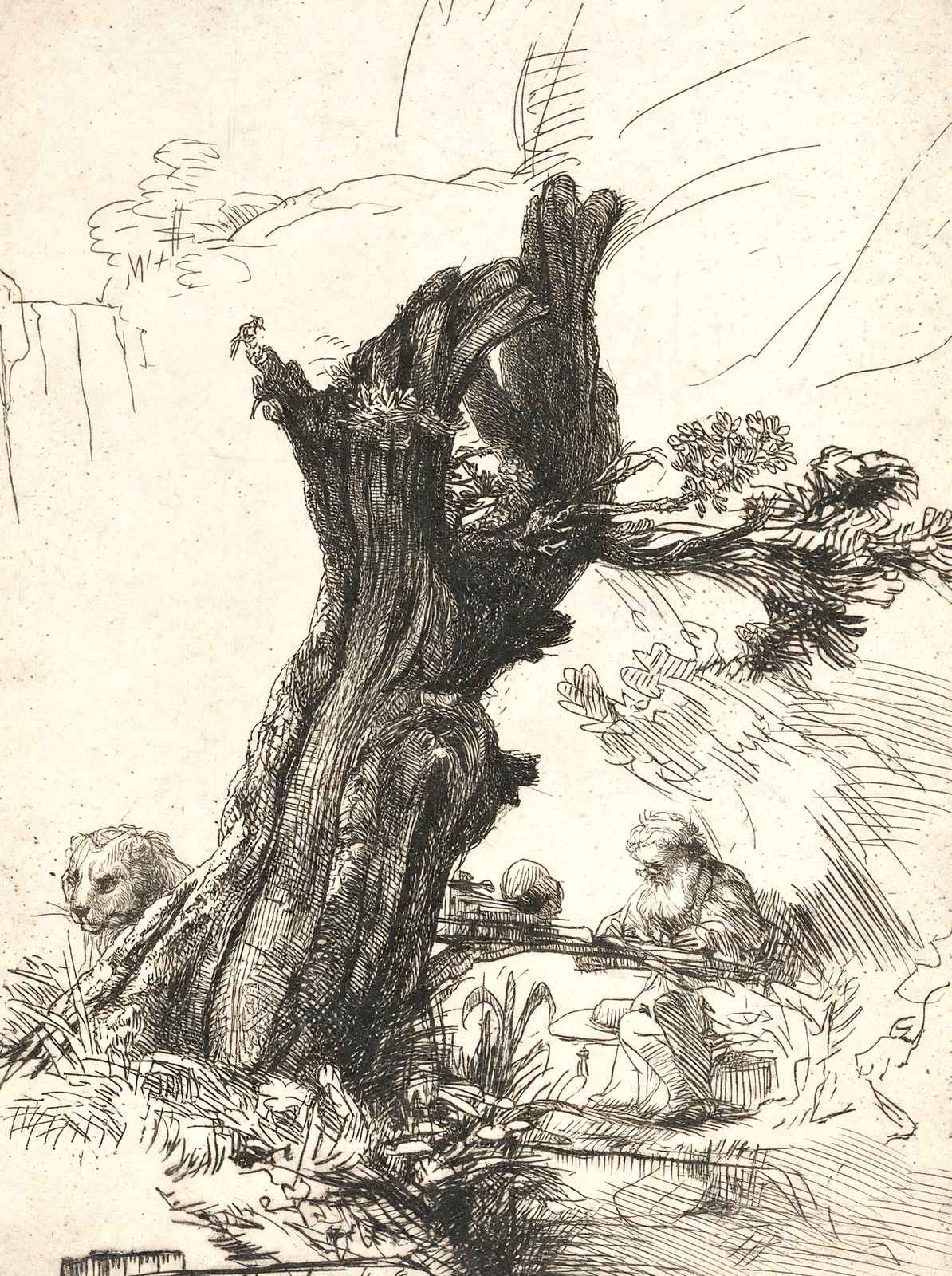 St. Jerome Beside a Pollard Willow Art Print 1648 by Rembrandt (6 Sizes)