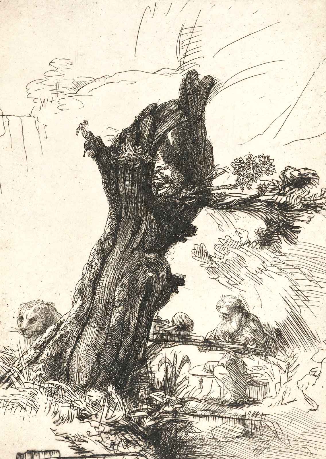 St. Jerome Beside a Pollard Willow Art Print 1648 by Rembrandt (6 Sizes)