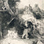 St. Jerome in an Italian Landscape Art Print 1653 Drawing by Rembrandt (6 Sizes)