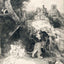 St. Jerome in an Italian Landscape Art Print 1653 Drawing by Rembrandt (6 Sizes)