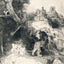 St. Jerome in an Italian Landscape drawing print by Rembrandt (1653)