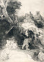 St. Jerome in an Italian Landscape Art Print 1653 Drawing by Rembrandt (6 Sizes)