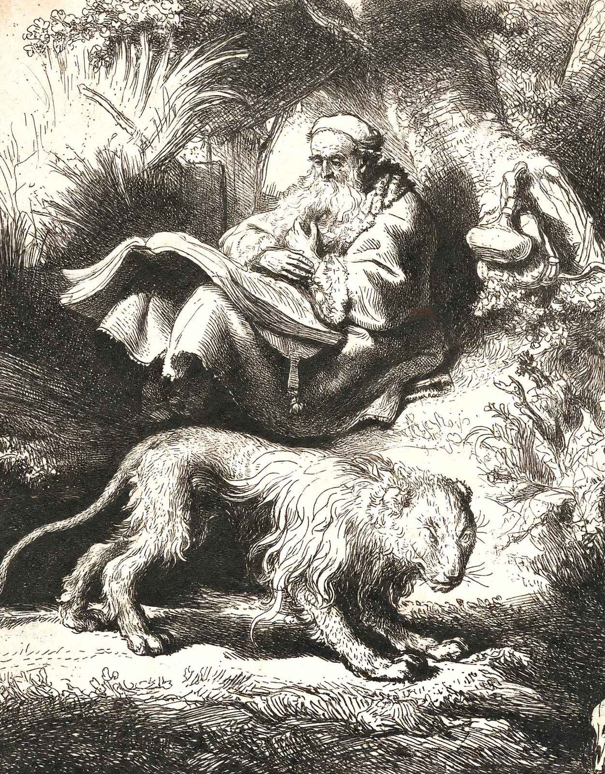 St. Jerome Reading Art Print 1634 Painting by Rembrandt (6 Sizes) - Acid Free