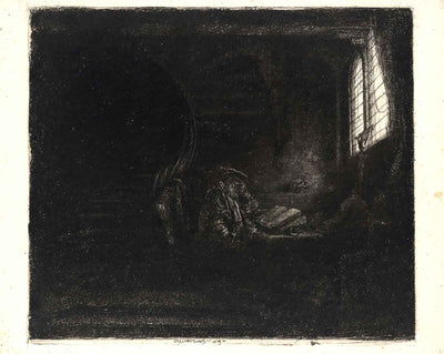 St. Jerome in a Dark Chamber art print by Rembrandt (1642)
