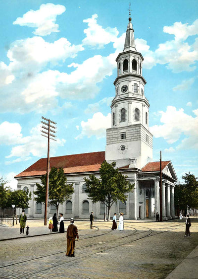 St Michael's Church Charleston in 1904 Vintage Print (7 Sizes)