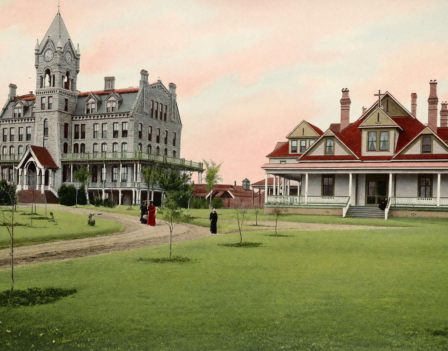 St Mary's College Dallas in 1906 Vintage Print (7 Sizes) - High Quality