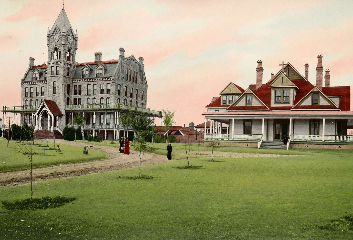 St Mary's College Dallas in 1906 Vintage Print (7 Sizes) - High Quality