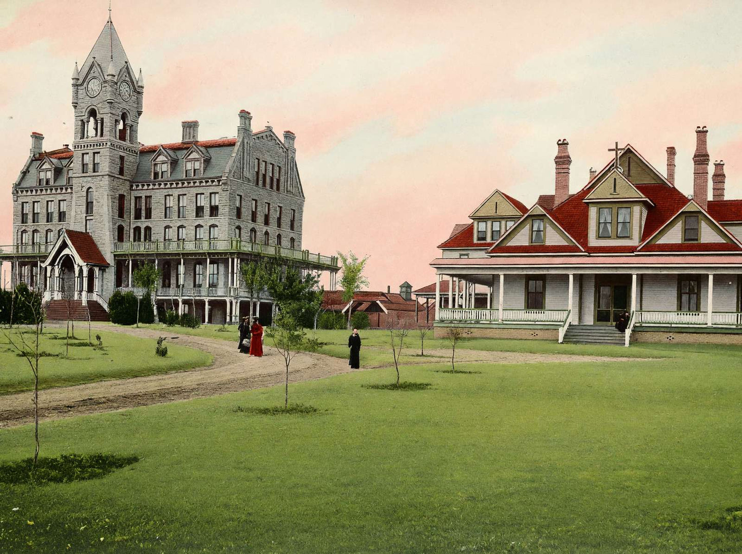 St Mary's College Dallas in 1906 Vintage Print (7 Sizes) - High Quality