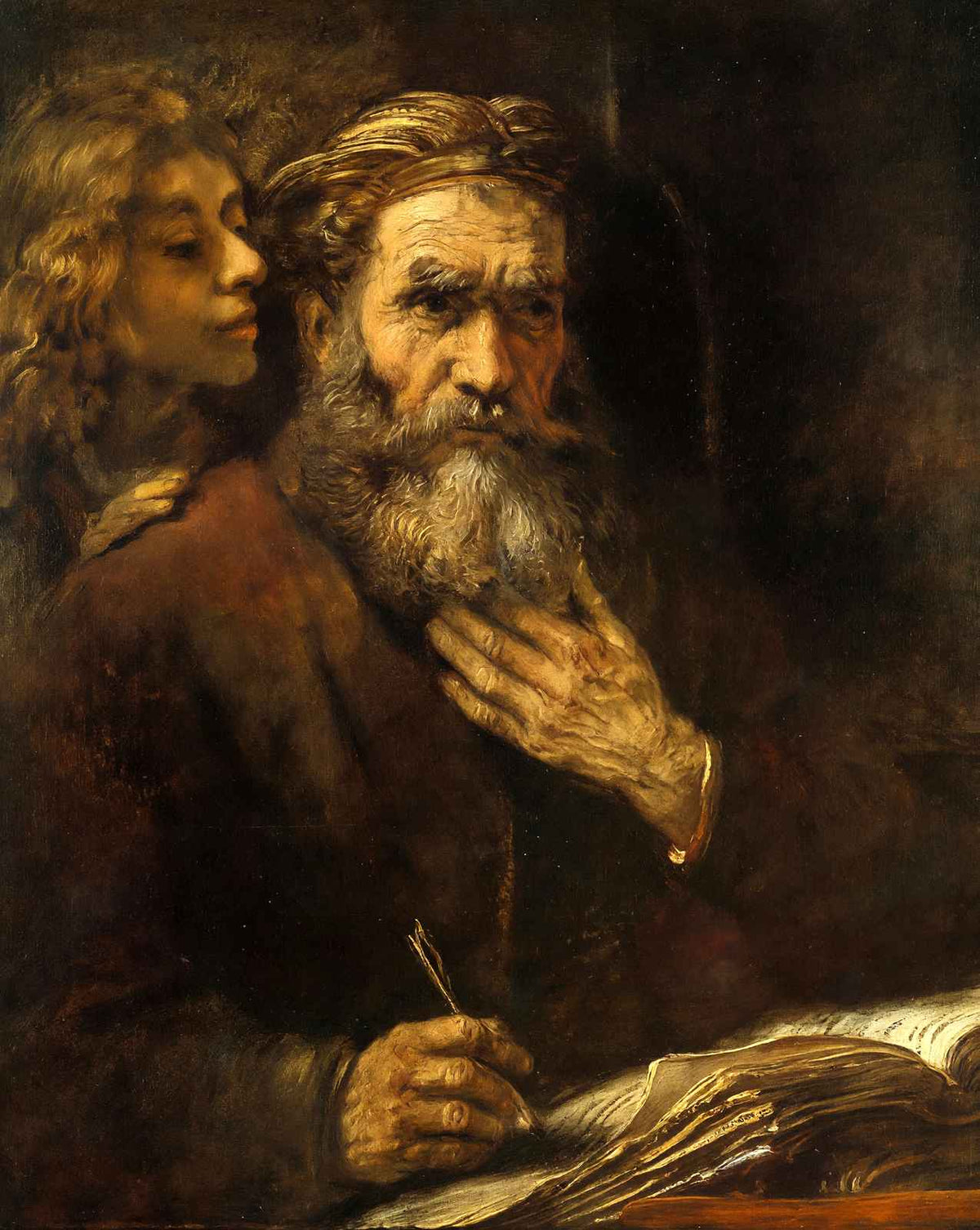 St. Matthew and the Angel painting by Rembrandt (1661)