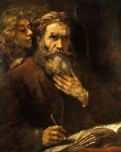 St. Matthew and the Angel painting by Rembrandt (1661)