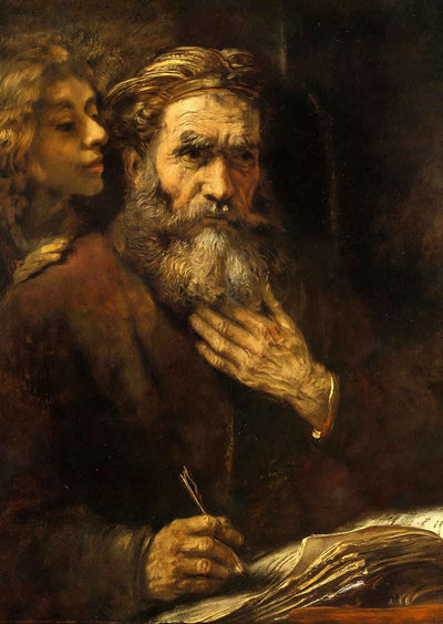 St. Matthew and the Angel Art Print 1661 Painting by Rembrandt (6 Sizes)
