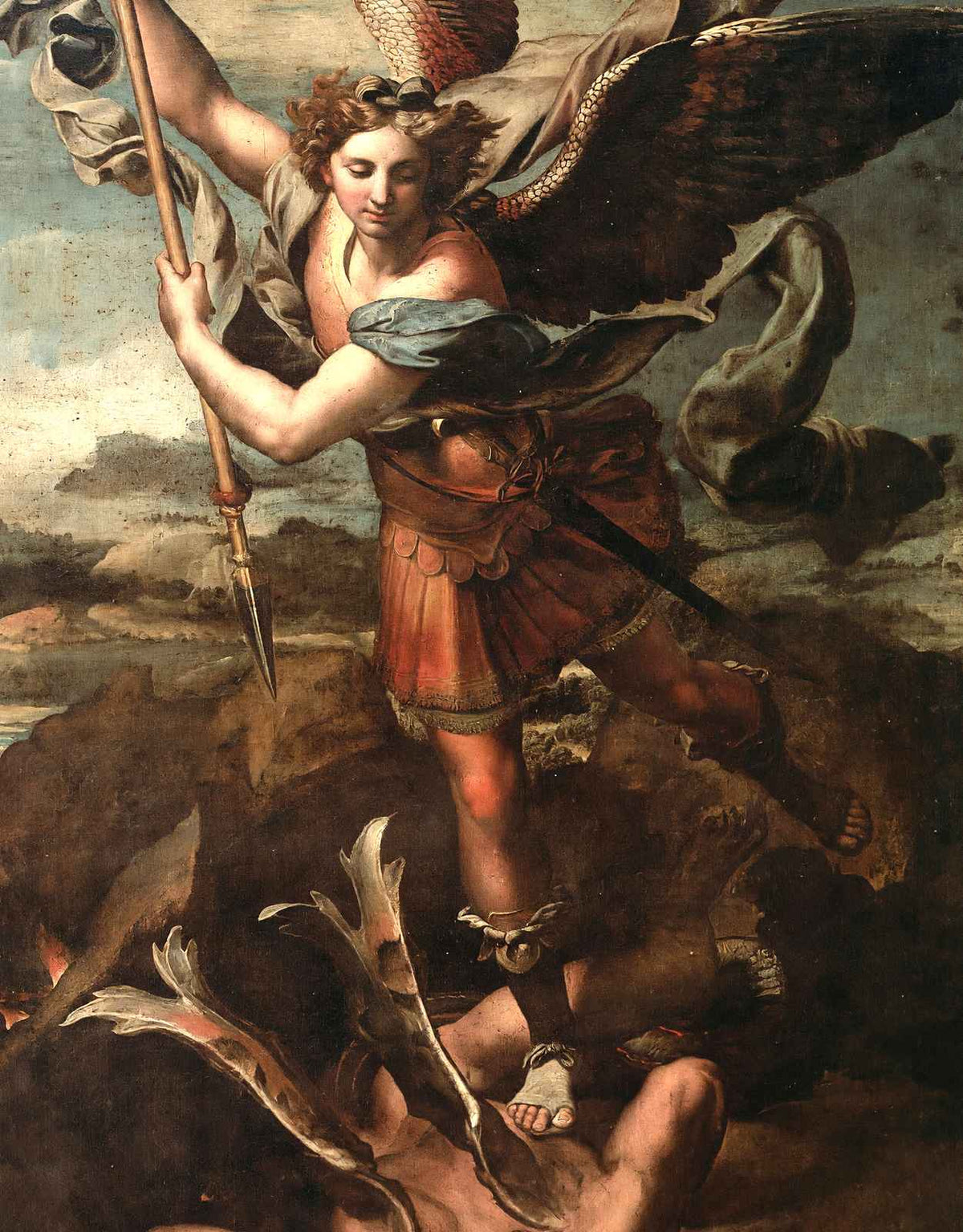 St. Michael Overwhelming the Demon Art Print 1518 Painting by Raphael (6 Sizes)