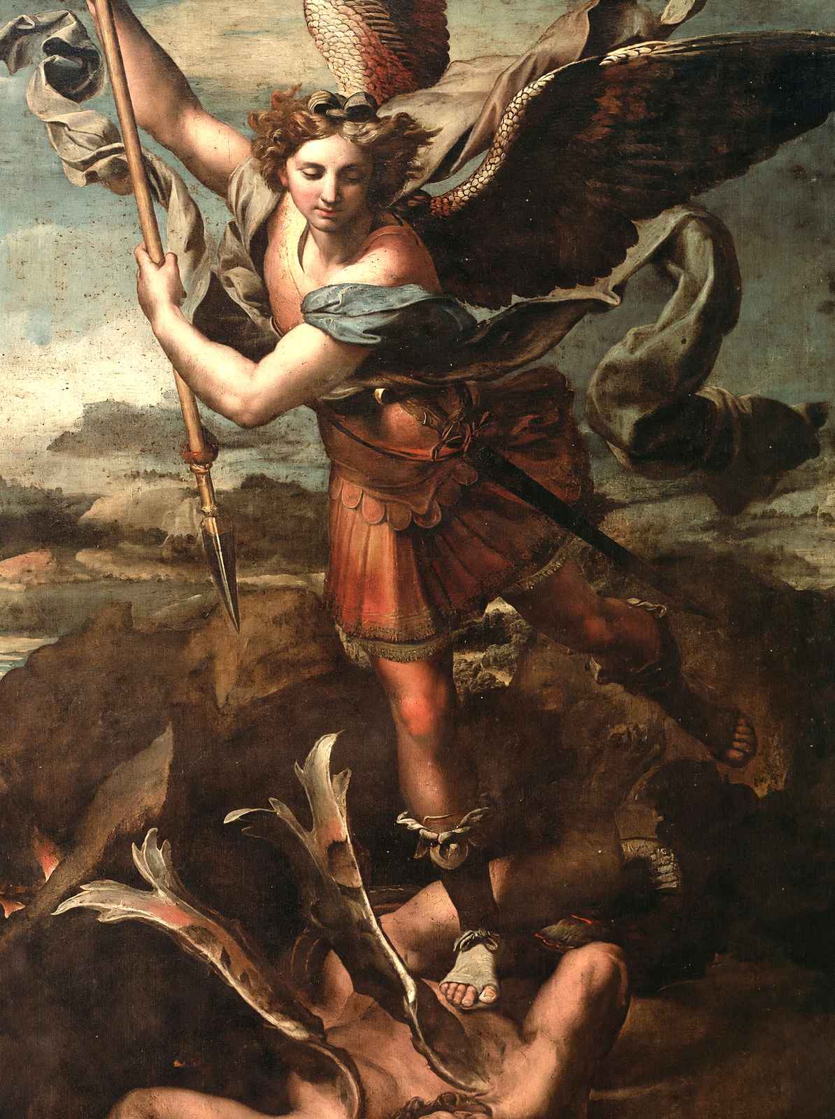 St. Michael Overwhelming the Demon Art Print 1518 Painting by Raphael (6 Sizes)