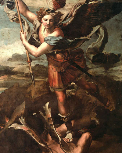 St. Michael Overwhelming the Demon art print by Raphael (1518)