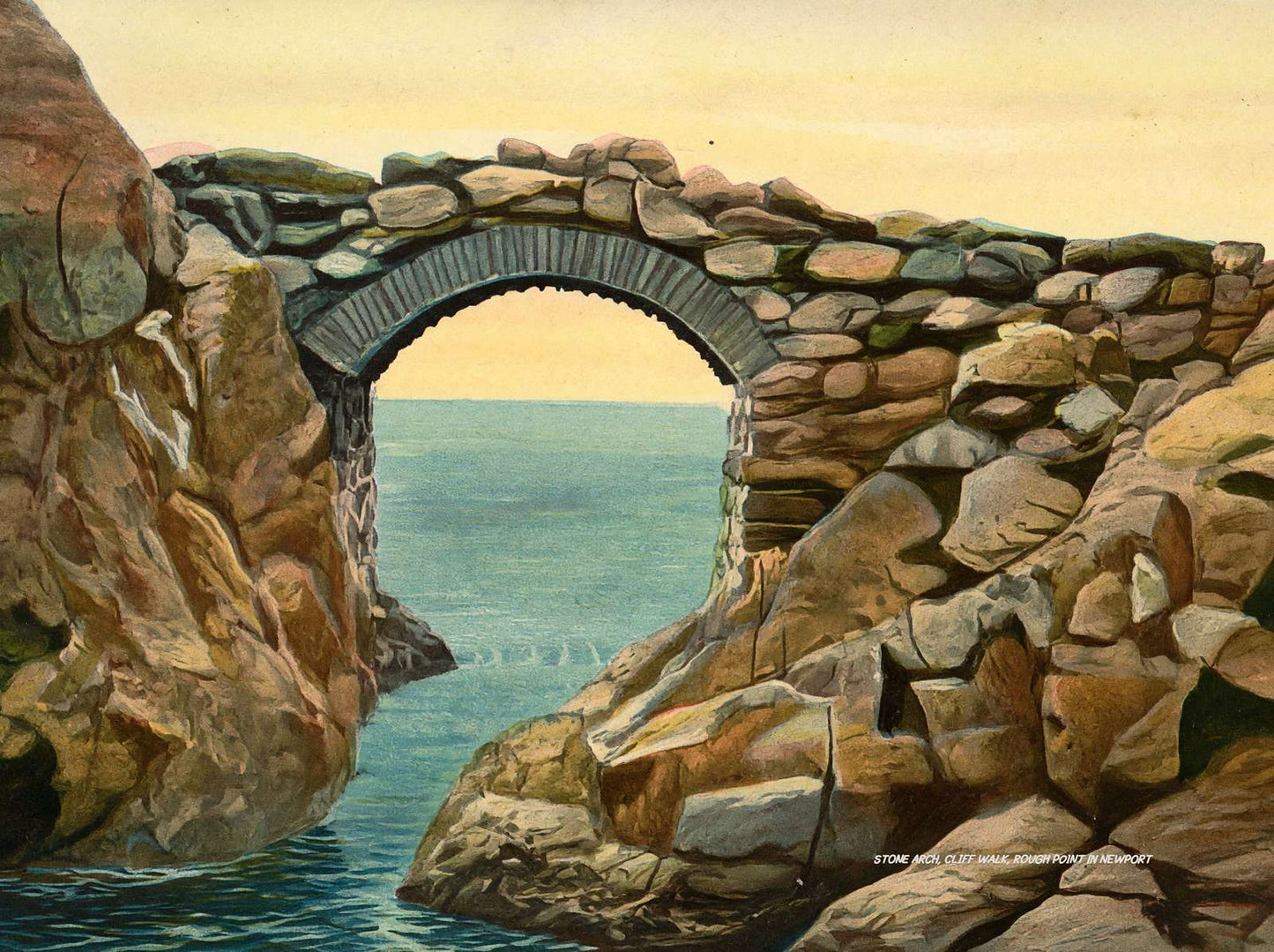 Stone Arch Cliff Walk Rough Point Newport in 1907 Vintage Print (7 Sizes)