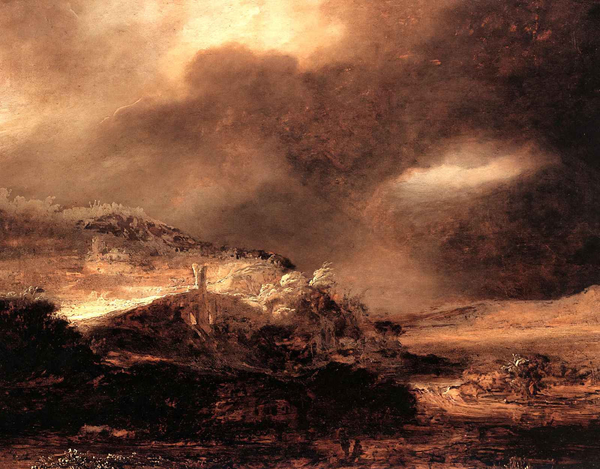 Stormy Landscape Fine Art Print 1638 Painting by Rembrandt (6 Sizes) - Restored