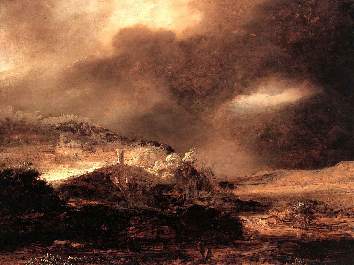 Stormy Landscape Fine Art Print 1638 Painting by Rembrandt (6 Sizes) - Restored