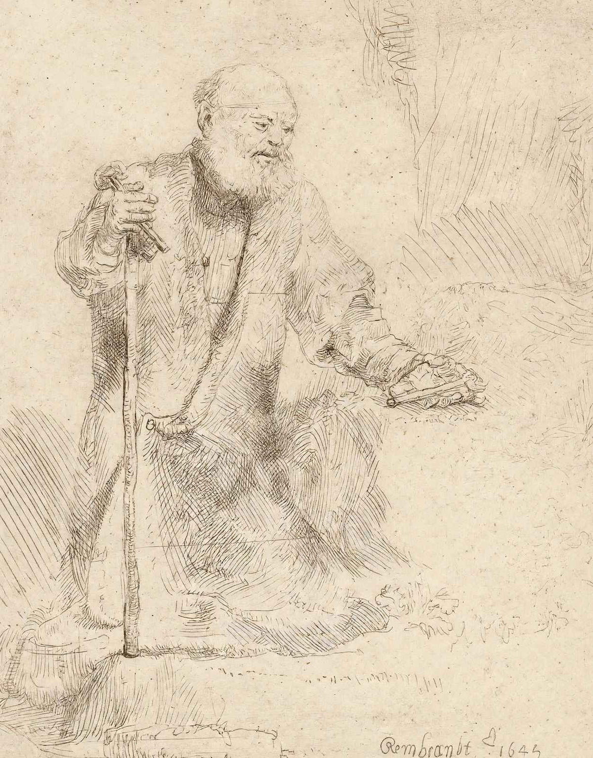 St. Peter in Penitence Art Print 1645 Painting by Rembrandt (6 Sizes) - Restored