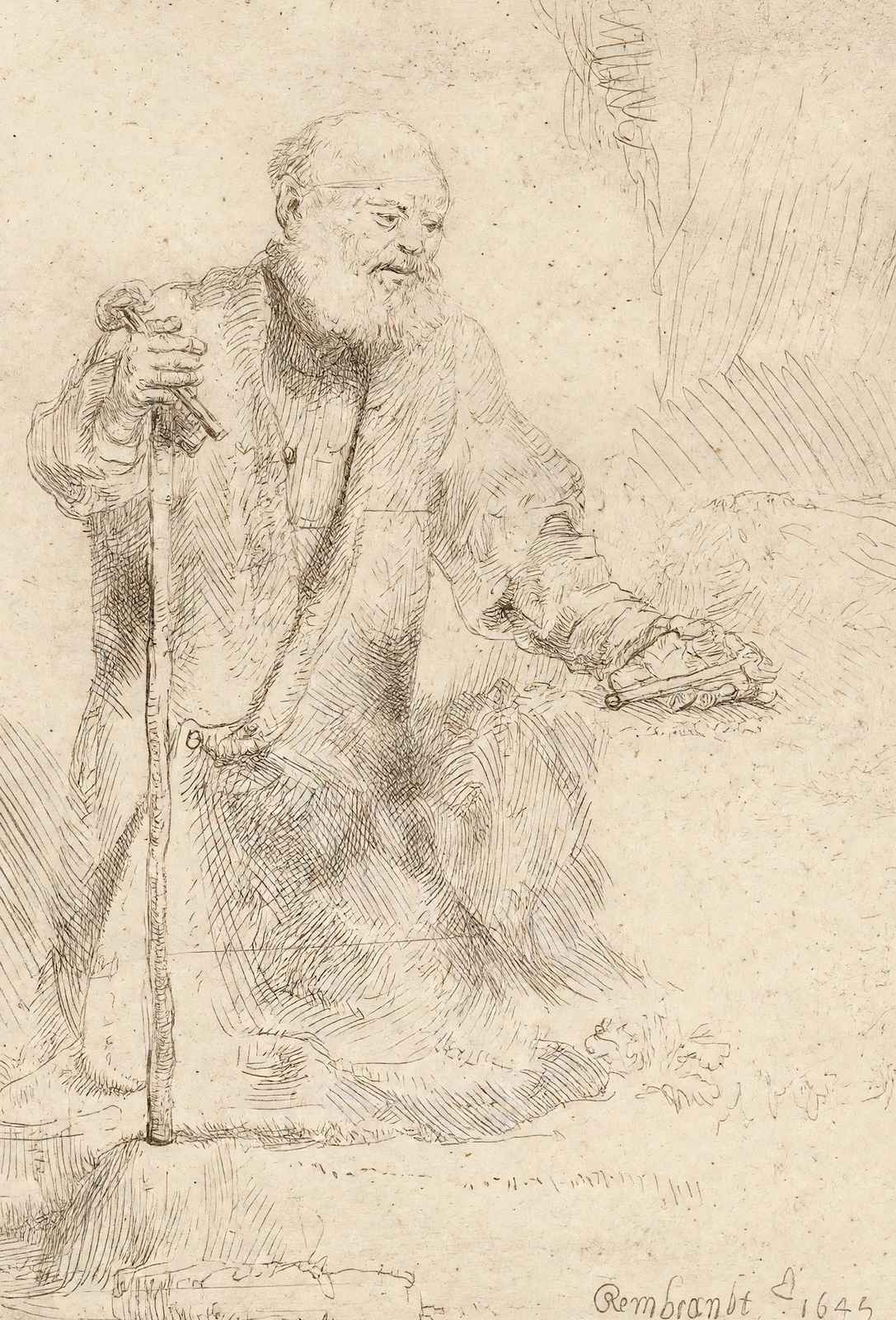 St. Peter in Penitence Art Print 1645 Painting by Rembrandt (6 Sizes) - Restored