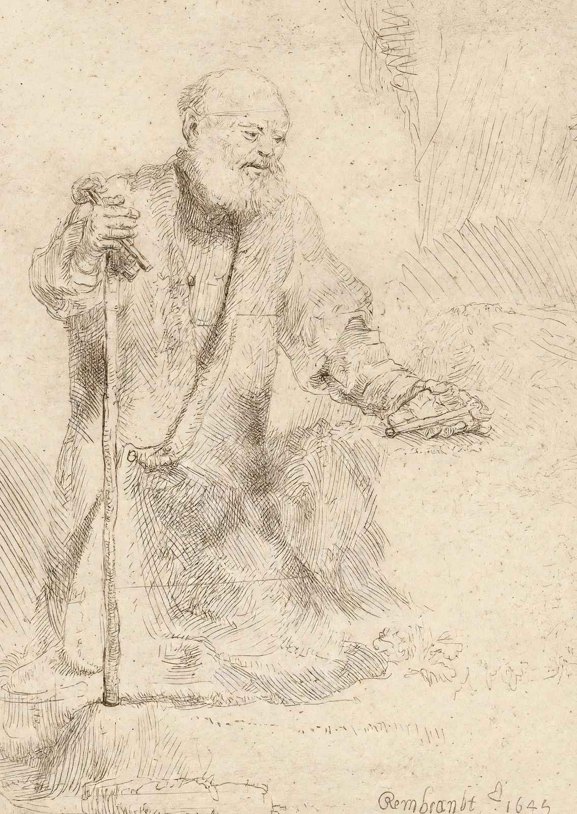 St. Peter in Penitence Art Print 1645 Painting by Rembrandt (6 Sizes) - Restored