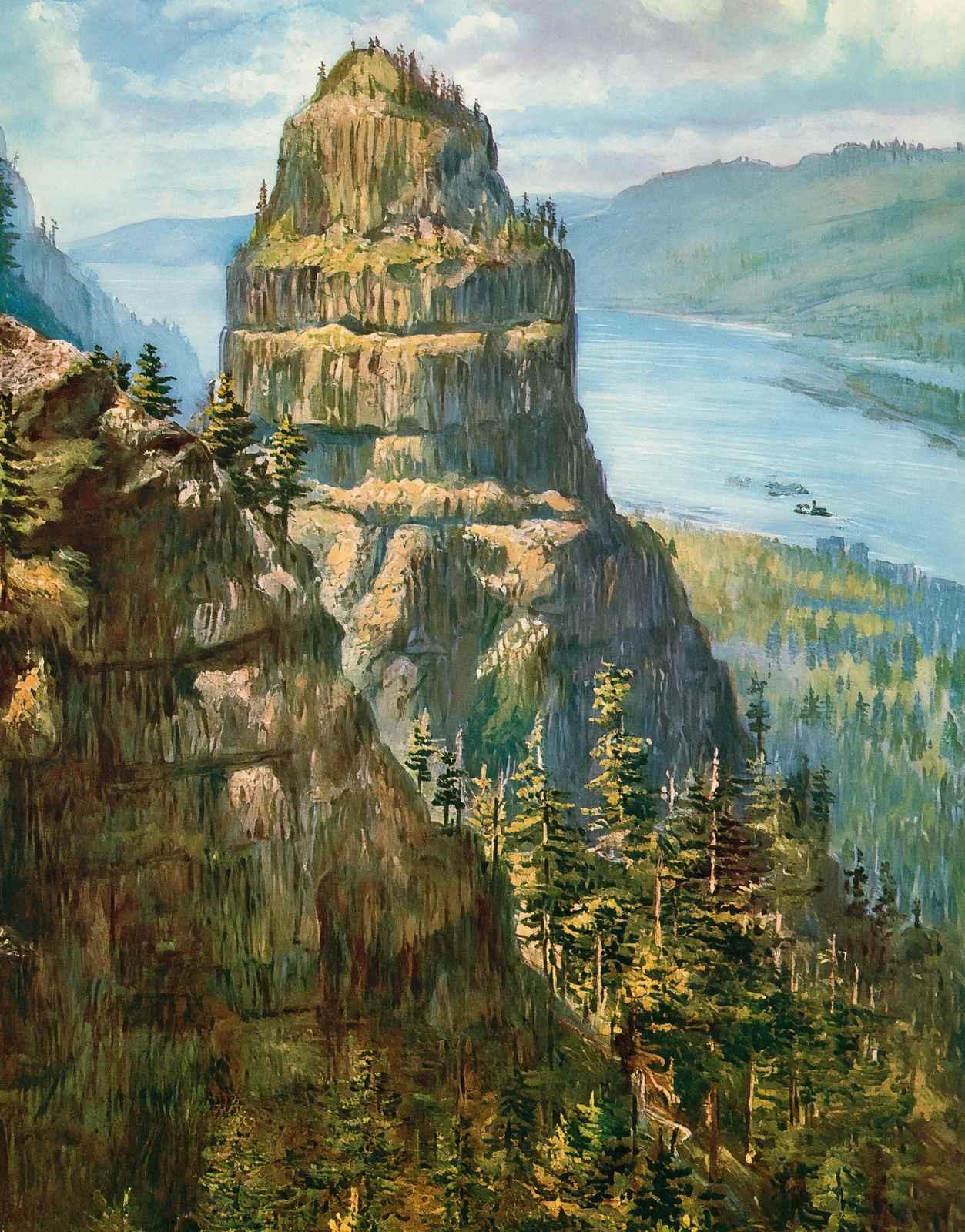St Peters Dome Columbia River in 1908 Vintage Print (7 Sizes) - Restored