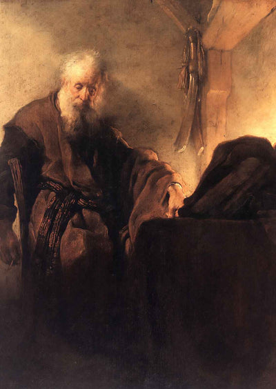 St. Paul at His Writing Desk Fine Art Print 1630 Painting by Rembrandt (6 Sizes)