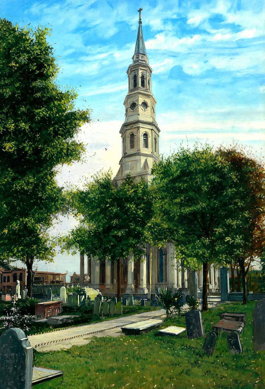 St Philip's Church Charleston in 1906 Art Print (7 Sizes) - Reproduction