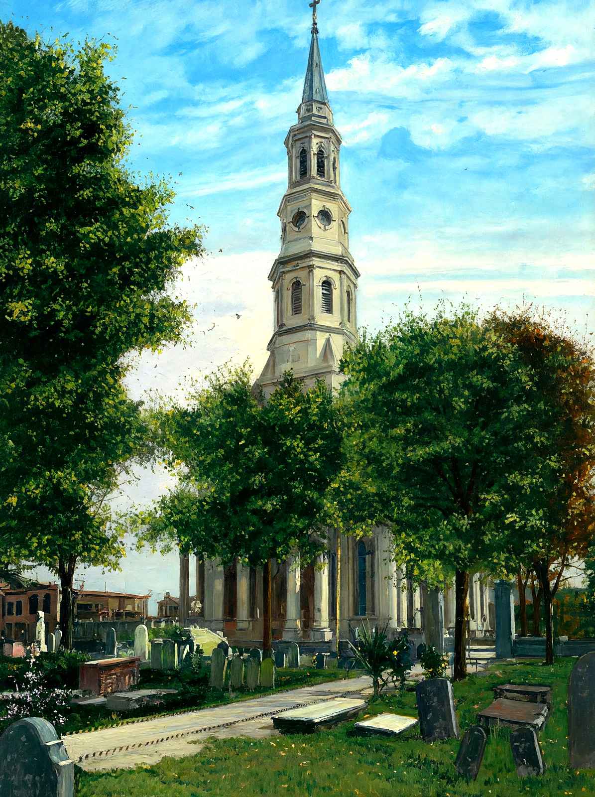 St Philip's Church Charleston in 1906 Art Print (7 Sizes) - Reproduction