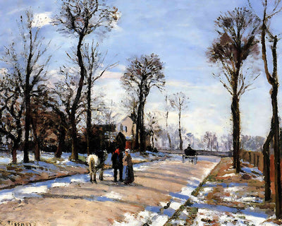 Street Winter Sunlight and Snow Painting by Camille Pissarro 8x10" Art Print