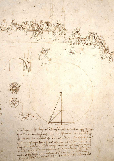Study for the Last Supper 1494 Drawing by Leonardo da Vinci Art Print (6 Sizes)