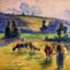 Study for 'Cowherd at Eragny' painting print by Camille Pissarro (1884)