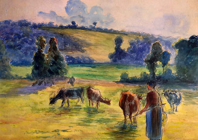 Study for 'Cowherd at Eragny' 1884 by Camille Pissarro Fine Art Print (6 Sizes)