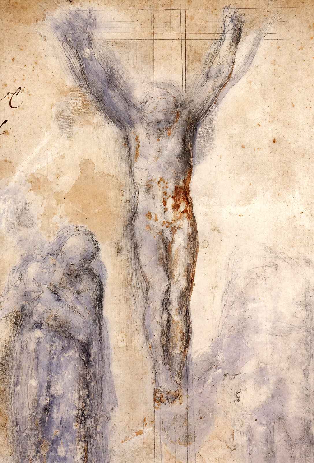 Study of Christ on the Cross Between the Virgin and St. 1554 Print (6 Sizes)