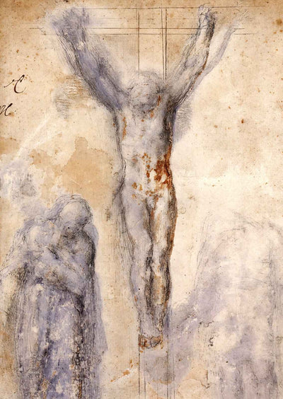 Study of Christ on the Cross Between the Virgin and St. 1554 Print (6 Sizes)