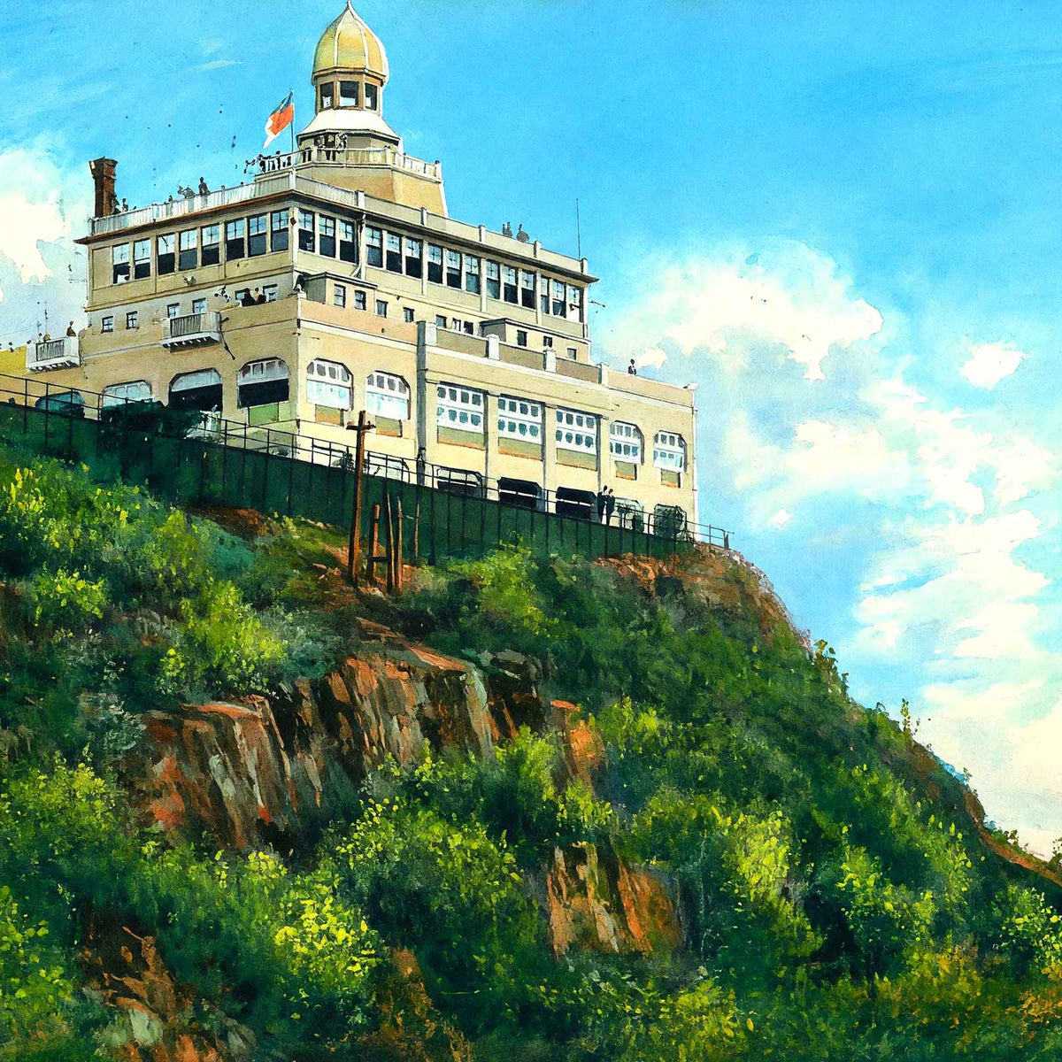 Summit House Mt Tom from the North, Easthampton, MA 1908 Art Print (7 Sizes)