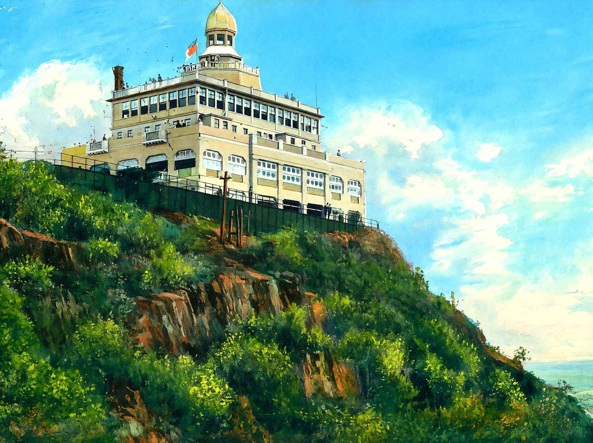 Summit House Mt Tom from the North, Easthampton, MA 1908 Art Print (7 Sizes)